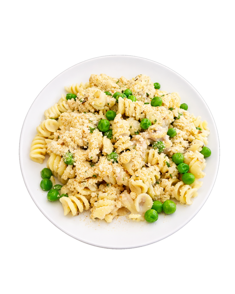 Casserole de fusilli au thon, pois verts & panure maison (175g)