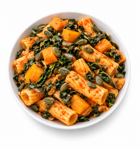 Rigatoni végétalien au pesto maison de poivrons & graines de citrouille – 325 g