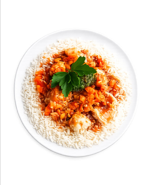Poulet Général Tao, légumes & riz basmati