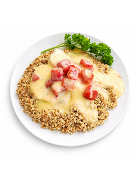 Poulet au pesto maison, aux tomates & au quinoa