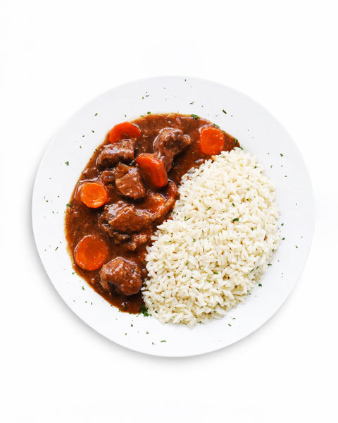 Boeuf bourguignon, légumes & riz parfumé