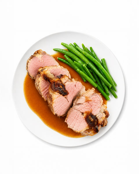 Filet mignon de porc farci aux dattes, aux noix & au fromage bleu