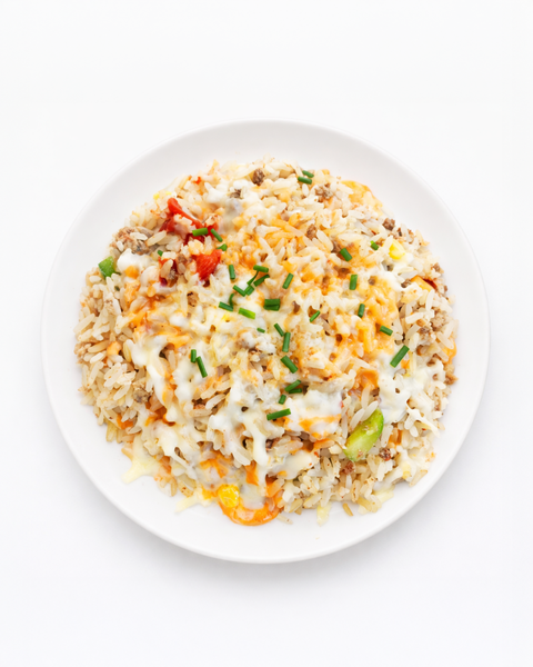Gratin de riz aux légumes & au boeuf