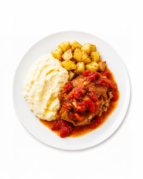 Osso bucco aux tomates, au vin blanc & aux herbes
