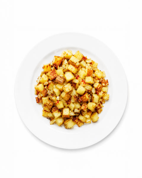 Patates à déjeuner, bacon & oignons