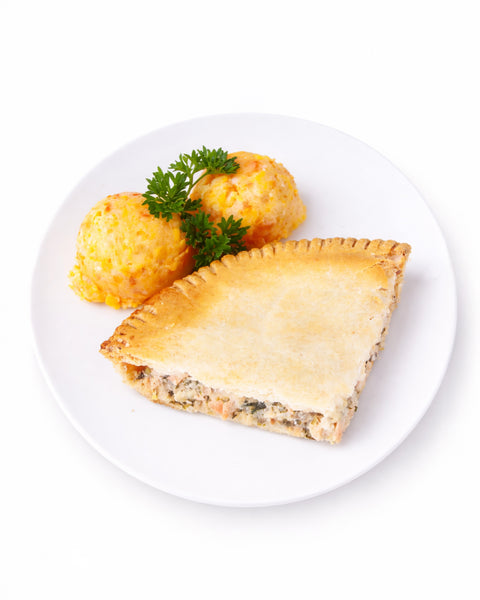 Pâté au saumon & purée aux trois légumes