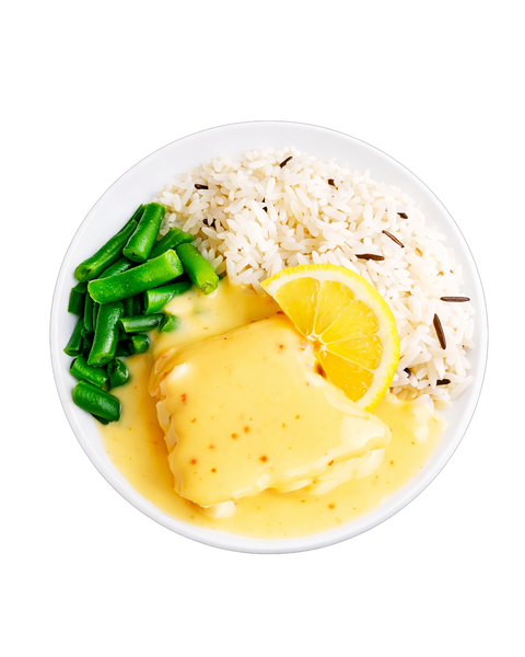 Saumon dijon & érable, haricots verts & riz sauvage
