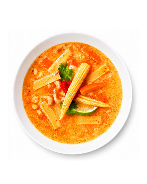 Soupe-repas thaï au cari rouge végétalienne